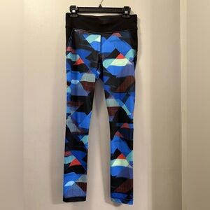 Xersion Women's Geometric Workout Leggings - Blue and Black